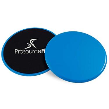 Imagem de ProsourceFit Discos de exercício deslizantes de núcleo, deslizantes de dupla face para uso em qualquer superfície em casa ou academia para exercícios de corpo inteiro, conjunto de 2, azul