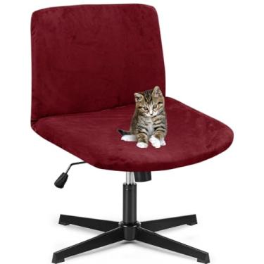 Imagem de Deisy Dee Capas de cadeira de escritório com pernas cruzadas de veludo - Atualize sua cadeira de trabalho de computador sem braços com capas elásticas de veludo macio e vibrante - Transforme seu