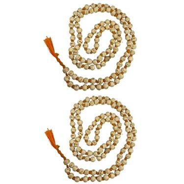 Imagem de NAISHA Hare Rama Hare Krishna Tulsi Holy Basil Japa Mala 108+1 Miçangas Original para Mantra Jaap Diário, Tamanho da Conta: 6/7 mm, (pacote com 2), Madeira, contas de tulsi
