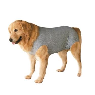 Imagem de Roupa Protetora Pós Cirúrgica Pet Para Castração de Cachorro Tecido Dry Fit Com Proteção Solar UV 50+ (Cinza, 14)