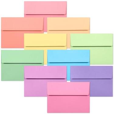 Imagem de Envelopes para convites de 12 x 17 cm, pacote com 50 envelopes A7 para cartões de 13 x 18 cm, envelopes coloridos para convites, 10 cores pastel, 13 x 18 cm