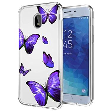 Imagem de Bohefo Capa transparente compatível com Galaxy J7 Refine/J7 2018/J7 Star/J7V 2ª geração/J7 Aero/J7 para meninas, capa protetora de TPU à prova de choque para Samsung Galaxy J7 2018 (borboleta roxa)