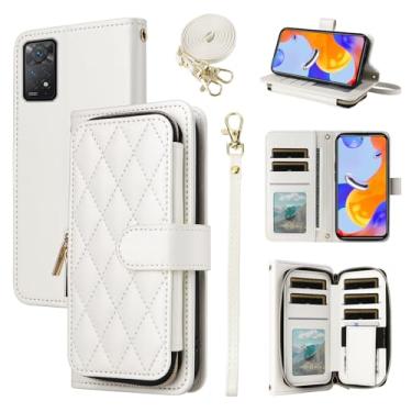 Imagem de Furiet Capa carteira para Xiaomi Redmi Note 11S/11 4G com alça de pulso, alça de ombro transversal, capa de celular com suporte de couro PU de luxo com mais de 9 compartimentos para cartões para Redme