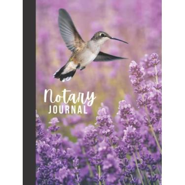Imagem de Hardcover Notary Journal: 8.5x11 Large Notarial Logbook / With 200 Numbered Pages - Two Records Logs Per Page / Hummingbird Purple Lavender - Floral ... Records / Ledger Book Gift For Signing Agents