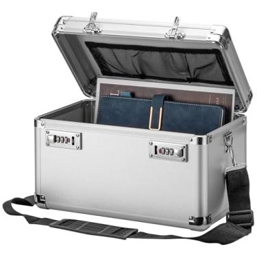 Imagem de LOCKCURX Caixa grande com cadeado – caixa de segurança com fecho, estojo de armazenamento com trava para itens pessoais e medicamentos, cofre trancável à prova de crianças para casa/escritório/escola