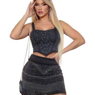 Imagem de Blusa Cropped Detalhe Lindo Brilho Pedraria Alcinha Bojo - NoBrand, Pr