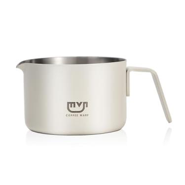 Imagem de MUVNA Copo medidor de café expresso, copo de dose expresso, copo medidor de extração de café de aço inoxidável com alça, copo dosador de grão de café (branco)