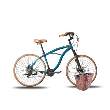 Imagem de KIT Bicicleta Blitz Aro 29 Beach Cruiser Alumínio 21v Shimano + Cestinha+ Cadeado Unissex-Unissex