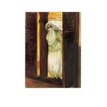 Imagem de JZSDGB Veiled Beauty por Georges Antoine Rochegrosse-Impressão em tela arte de parede famosa reprodução de pintura - imagens de retrato em tela para decoração de casa 85 x 120 cm (33 x 47 pol) sem