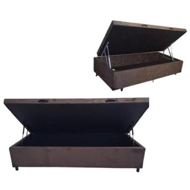 Imagem de Cama Box Solteiro Com Baú Suede, RC - Real Comfort Estofados, Marrom