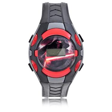 Imagem de Accutime Relógio digital infantil Lucasfilm Star Wars Force Awakens Kylo Ren – Luzes LED piscando, visor de relógio LCD, relógio infantil, relógio para meninos, pulseira de plástico em preto (modelo: SWM3018AZ), Preto, Relógio de pulso digital