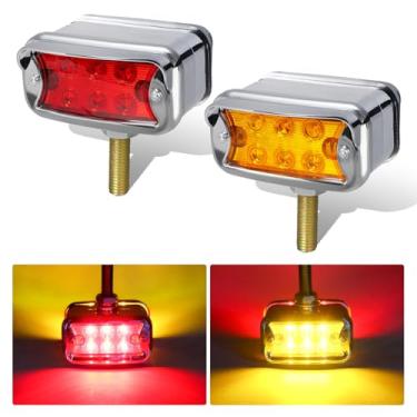 Imagem de NeaLia Luzes de para-choque de pedestal âmbar vermelho, 12 luzes de seta de LED semi caminhão, luz marcador de dupla revolução para Peterbilt 579 587 Kenworth w900 t800 Freightliner trator torneamento
