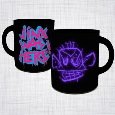 Imagem de caneca porcelana preta arcane league of legends jinx was here - loja d