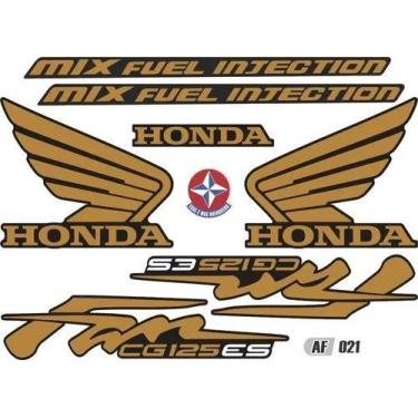 Imagem de Kit Adesivo Faixa Lateral Honda Cg Fan 125 Es Dourado - Resitank