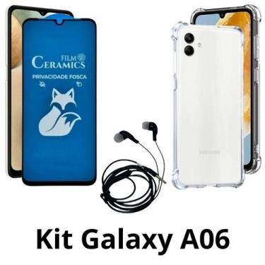 Imagem de Kit Capa + Película Fosca Privacidade + Fone de Ouvido para Samsung Ga