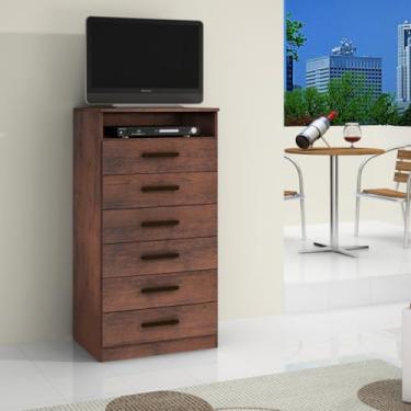 Imagem de Cômoda Rack Multifuncional para TV com 6 Gavetas Café
