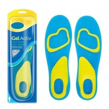 Imagem de Palmilha de Gel Macia Ortopédica Silicone Confortável Anti Impacto Conforto Pé 1 Par Azul/amarelo Tamanho 38-42 Alta Absorção