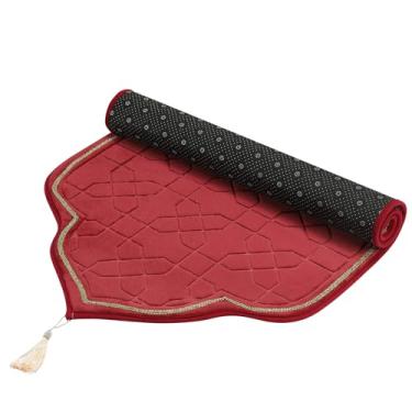 Imagem de Tapete de oração grosso tapete islâmico com borda dourada Sajadah para homens e mulheres, Sajadah turca para Eid Travel Ramadan