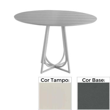 Imagem de Mesa de Jantar MH-5299 Herval Redonda 110 cm Madeira Laca Fosca Off White Base Grafite
