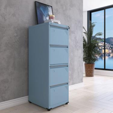 Imagem de Gaveteiro Arquivo em Aço 4 Gavetas 47x136,2x57cm Azul Dali