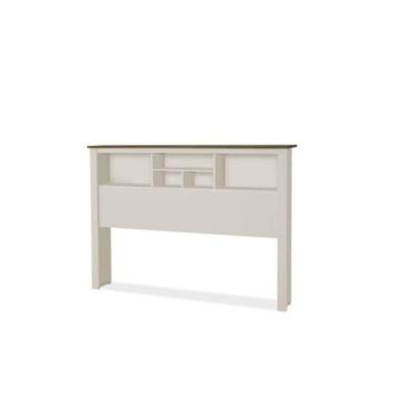 Imagem de Cabeceira Casal Havana Off White com Madeira - Tebarrot Móveis