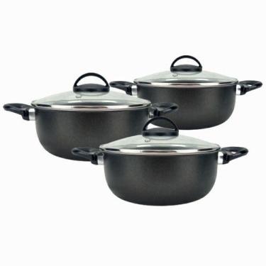 Imagem de Jogo De Panelas 3 Pecas 24/22/20 Com Tampa De Vidro Teflon - Multi Alu