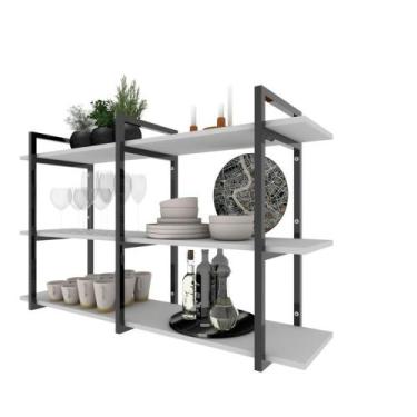 Imagem de Prateleira industrial nichos cozinha branco off white suporte industri