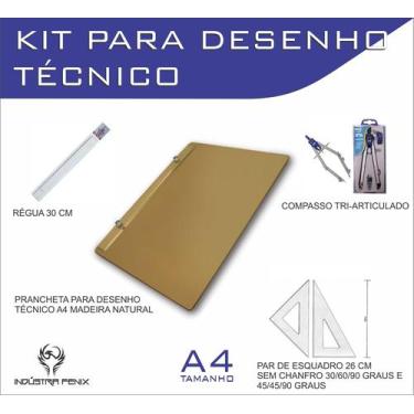 Imagem de Kit Desenho Técnico Prancheta Engenharia Arquitetura Edificações a4 NA