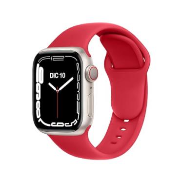 Imagem de ELETTRONEO Pulseira esportiva SBC1B para Apple Watch Ultra 2 de 49 mm, série 10 de 46 mm, 9 8 7 45 mm e 41 mm, SE 6, 5, 4, 44 mm e 40 mm, 3 2 1 42 mm 38 mm iWatch, pulseira de silicone, vermelho Natal