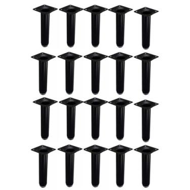 Imagem de Kit 20 Pé Para Móveis Regulável Redondo Preto 10cm em Metal - RENNA