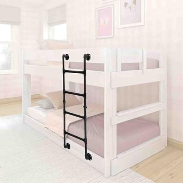 Imagem de Escada de beliche, para parede de dormitório Loft para trailer, 3,93/1,6 m, durável, segura, preta, escada de escalada dupla (preta, 120 cm)