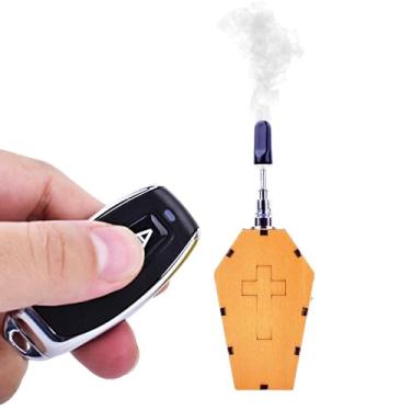 Imagem de Yiduomile Mini máquina de fumaça portátil para cenas fotográficas - Dispositivo portátil de efeito de neblina com controle remoto, ideal para magia, cosplay e efeitos especiais (caixão)
