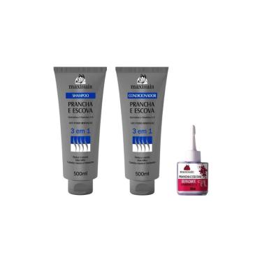Imagem de Kit Prancha E Escova 3 Em 1 Maxihair Shamp + Cond + Rep Pontas