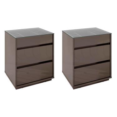 Imagem de Kit 2 Mesas De Cabeceira 3 Gavetas 010023 Cinza Perola Dcasa Cinza Perola