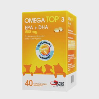 Imagem de Omega Top 3 500mg Suplemento Alimentar para Cães e Gatos 40 Cápsulas
