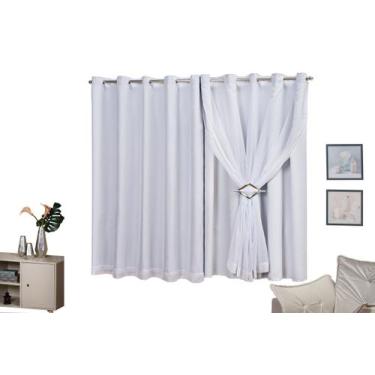 Imagem de Cortina  com Voil Corta Luz Ilhós cromado 4,00x1,60 - Empório Luz, Gel