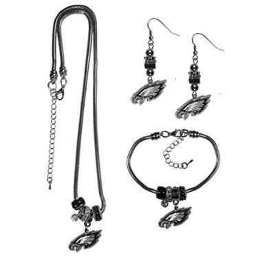 Imagem de NFL Siskiyou Sports Womens Philadelphia Eagles Euro Bead Jewelry Conjunto de 3 peças Tamanho único Cor da Equipe