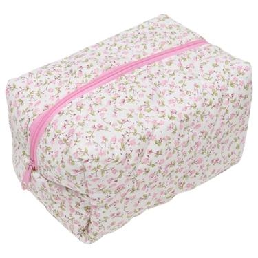 Imagem de Bolsa de maquiagem portátil bolsa de maquiagem fofa de grande capacidade bolsa de maquiagem floral estética com zíper bolsa de maquiagem acolchoada para viagens, maquiagem e papelaria estilo 1 bolsa