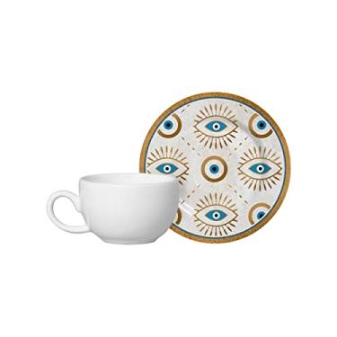 Imagem de Conjunto Alleanza de 6 Xícaras de Café Branca com pires Olho Grego