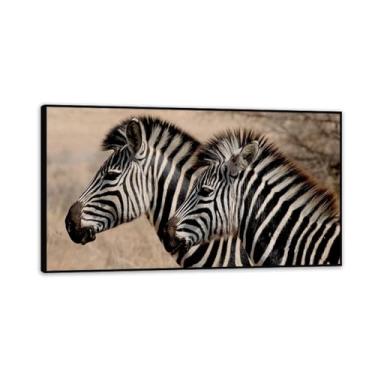 Imagem de Imagens de animais preto e branco para decoração de parede Duas listras de zebra na savana africana impressão de cavalo imagem de arte de parede em tela zebra decoração de parede para sala de estar 90