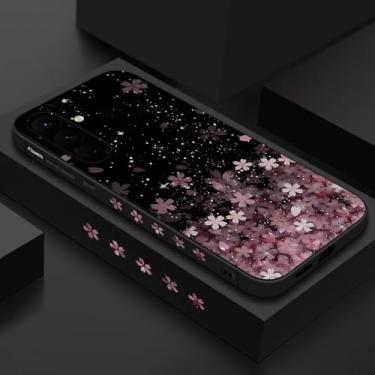 Imagem de Capa de luxo Sakura com cordão para Samsung Galaxy S24 S23 S22 Ultra S21 S20 FE S25 A56 A52 A53 A14 A34 A54 A15 A25 A35 A55 5G, A594 preta, para Samsung A52 A52s 5G