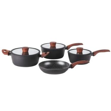 Imagem de Jogo de Panelas Antiaderente Ceramic Life 4 Peças Sirius com Indução Preto Brinox