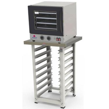 Imagem de Kit Forno Elétrico Progás Turbo Fast Oven Preto 4 Esteiras PRP-004 G2 127V e Mesa Suporte Para o For