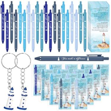Imagem de Sayglossy Conjunto de 30 presentes motivacionais de apreciação de farol em massa canetas esferográficas inspiradoras para farol chaveiros marcadores de página positivos presentes de volta às aulas