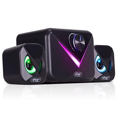 Imagem de Home Theater Bluetooth 2.1 Mini System caixa de som Potente 16W Subwoofer Amplificada Led Rgb USB P2 Para Tv Pc gamer Notebook Celular Computador Bivolt 110/220v