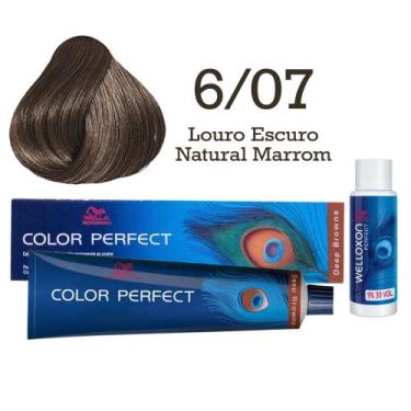 Imagem de Coloração Color Perfect 6/07 Louro Escuro Natural Marrom + Ox 30  Well