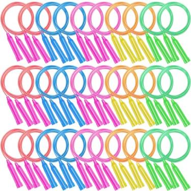 Imagem de Dyrfolm Pacote com 36 cordas de pular infantis, cordas de pular de 2,8 m para crianças, cordas de pular coloridas, corda de pular infantil de plástico, cordas de pular ajustáveis para lembrancinhas de