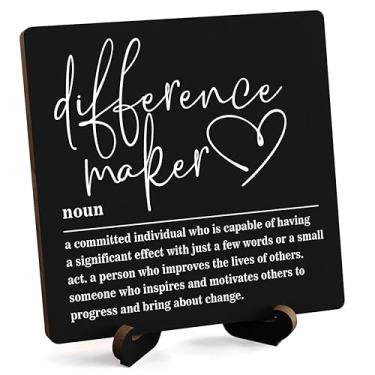 Imagem de Placa de mesa de madeira para fazer diferença de presente, definição, decoração de mesa, placa de madeira com suporte, ideias de presente exclusivas para chefes mulheres, melhor mãe, colega de