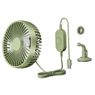 Imagem de Generic Fã de carro USB 3 velocidades de sucção ajustável montagem rotativa, compacta, 12V 24V Fil de circulação de ar para o caminhão RV Van SUV, Verde