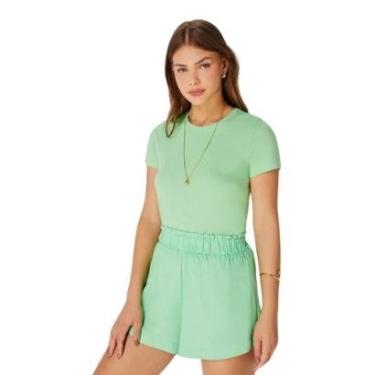 Imagem de Blusa Hering Básica Feminina Manga Curta Slim Verde-Feminino